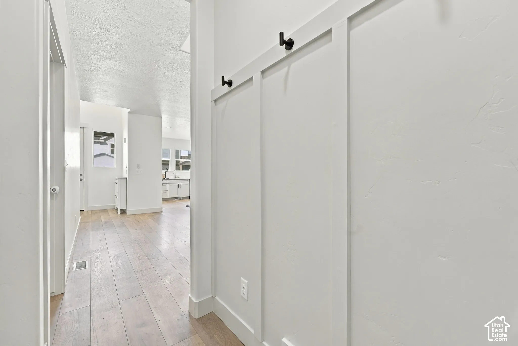Modern wall paneling with matte black hardware