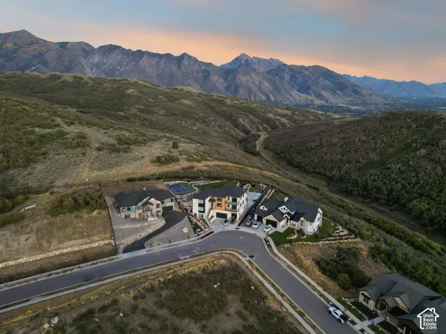 Mountain backdrop with expansive natural landscaping