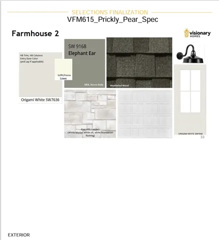 Selections Finalization. Detailing the exterior material and color specifications for the property