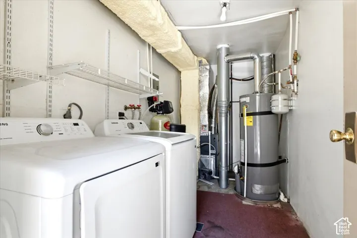 Dedicated laundry area with shelving