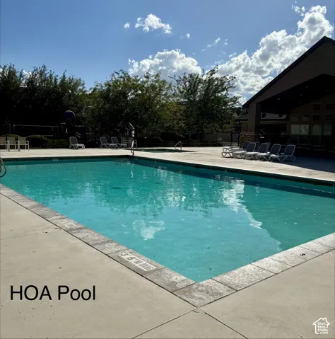 Rectangular swimming pool with a concrete surround