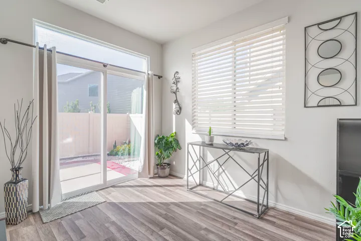 Wood-finish flooring throughout
