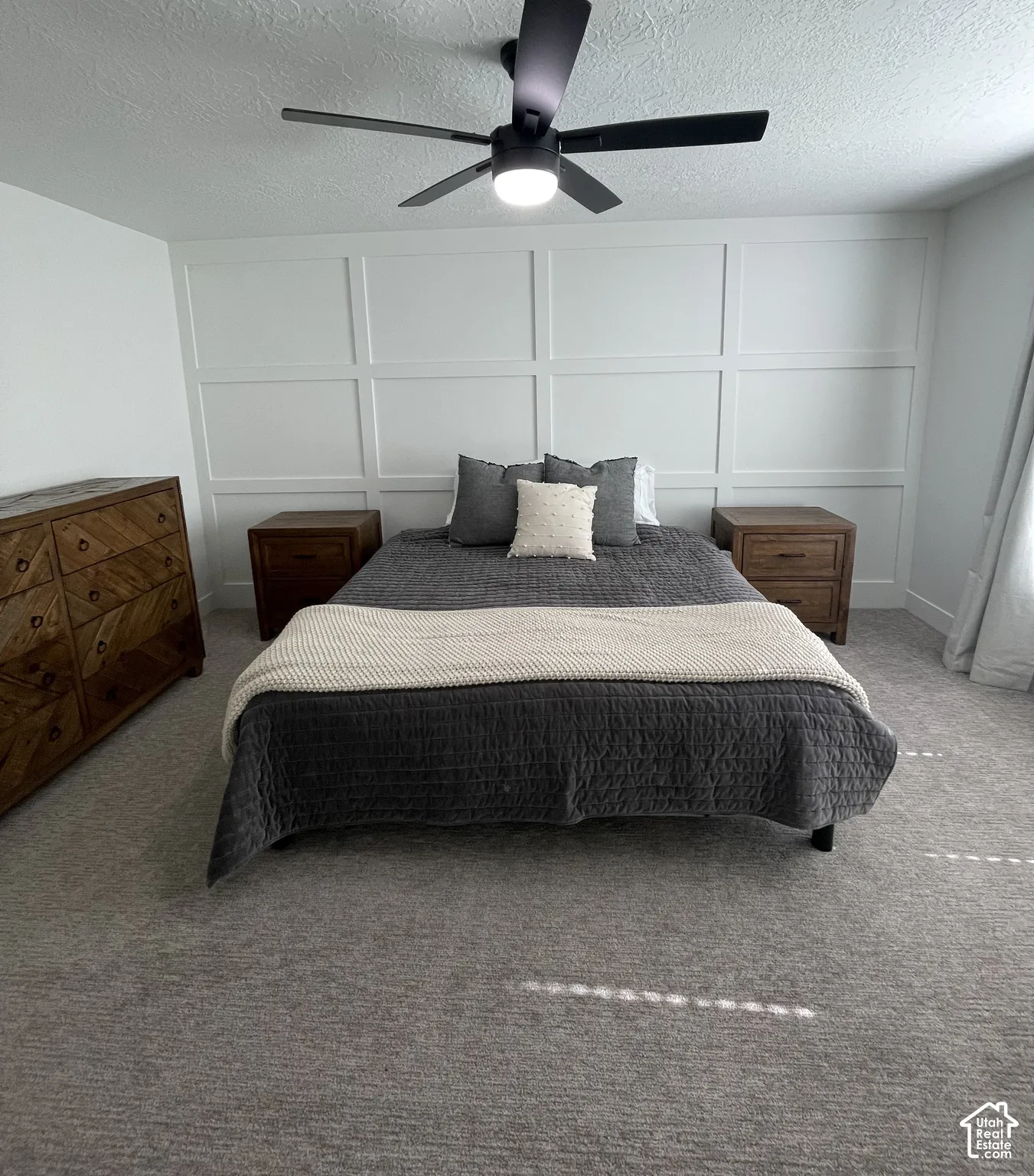 Primary Bedroom with Board and batten accent wall