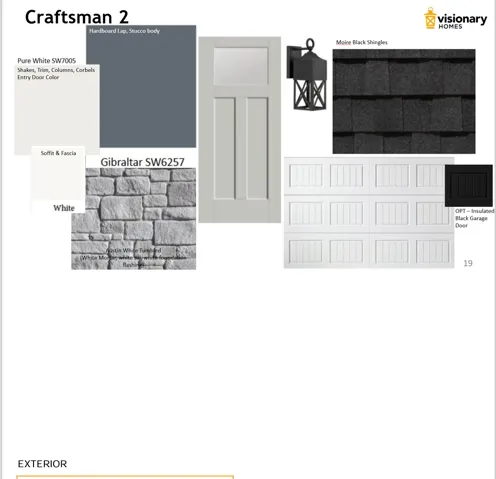 Exterior Design Specification. Detailing material and color selections for the property's exterior elements