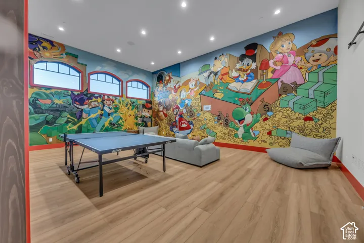 Wood-finish flooring throughout