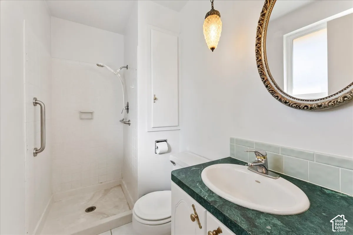Recessed shower with grab bar