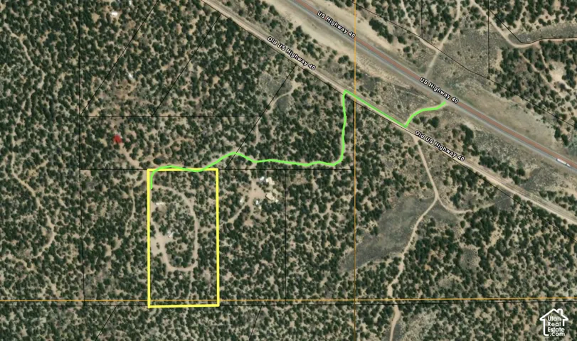 Aerial Map. Displaying the property boundaries and access routes from US Highway 48