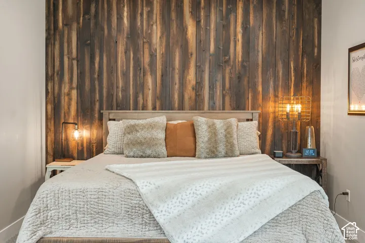 Wood plank accent wall