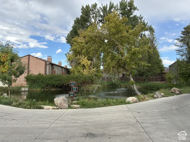 Serene water feature with active fountains