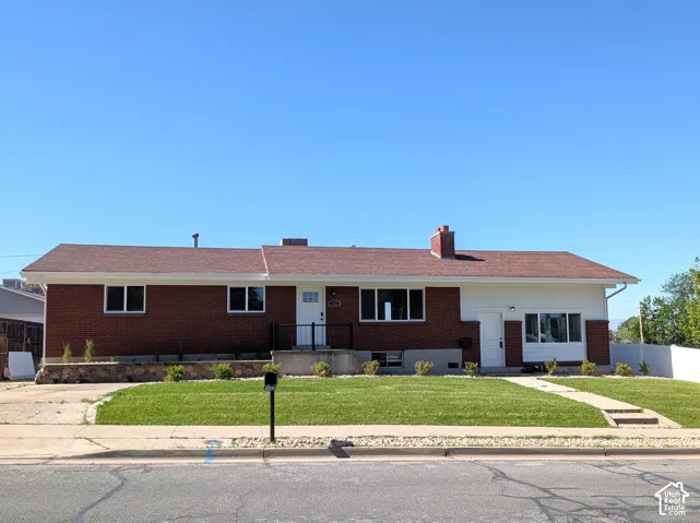Brick exterior with white accents