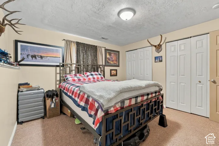 Recessed ceiling light, two bi-fold closet doors, and neutral wall paint