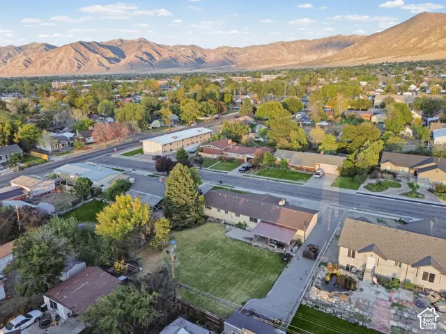 Mountain backdrop and suburban neighborhood