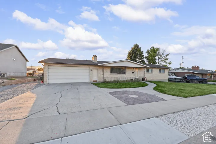 Brick exterior with attached garage