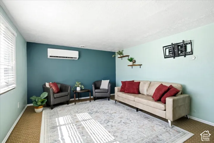 Window blinds, wall-mounted air conditioning unit, wall-mounted television bracket, and multi-tone wall finishes