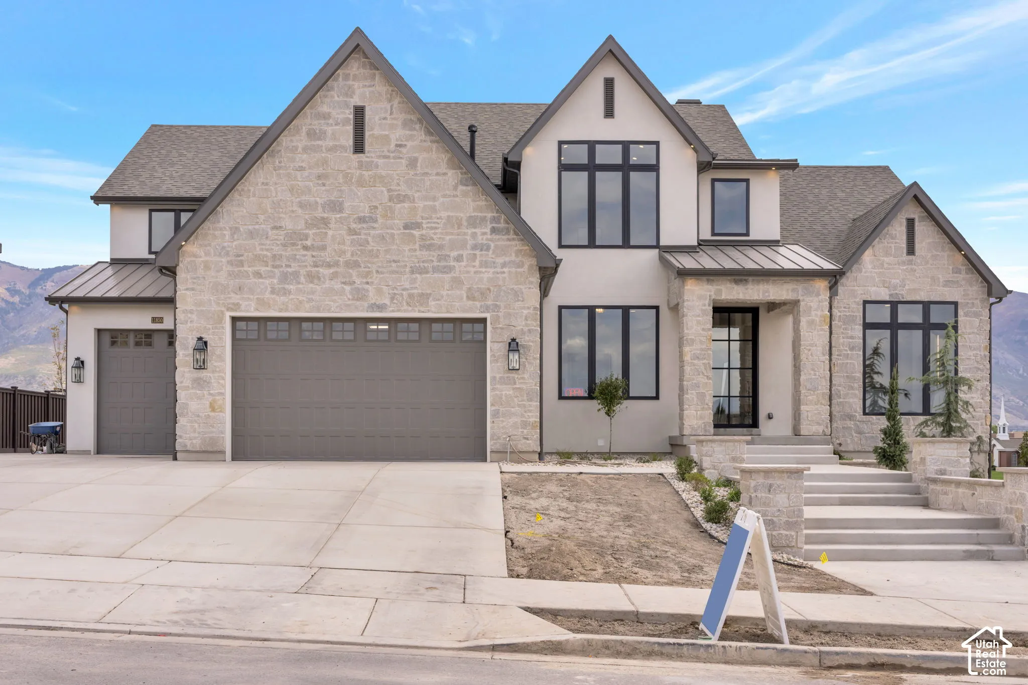 Stone exterior with stucco accents