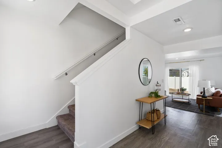 Wood-finish flooring throughout the main level