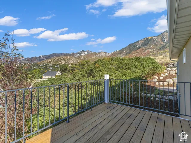 Wood deck with metal railing