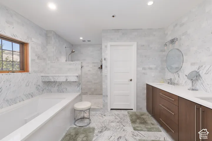 White tile flooring with grey veining
