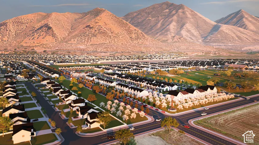 Expansive residential development featuring single-family homes and townhomes