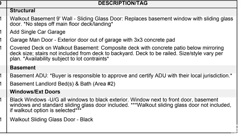Property Specification Sheet. Detailing structural, basement, and window/exterior door features of the property