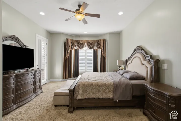 Bay window with plantation shutters and decorative valance