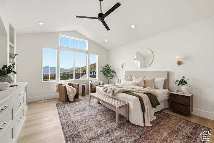 Primary suite with vaulted ceilings