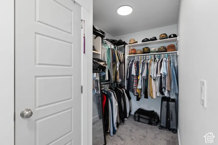 Built-in closet system with shelving and hanging rods