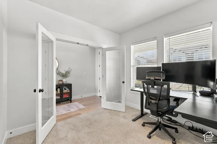 Double French doors with frosted glass panels