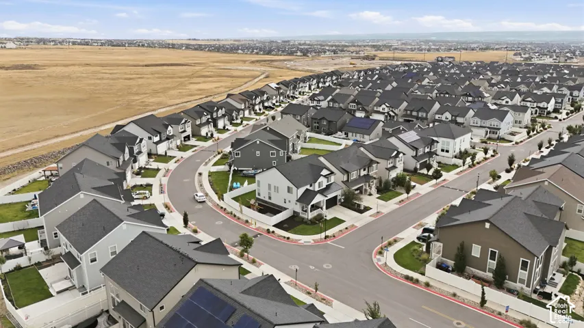 Newly developed residential community with varied architectural styles
