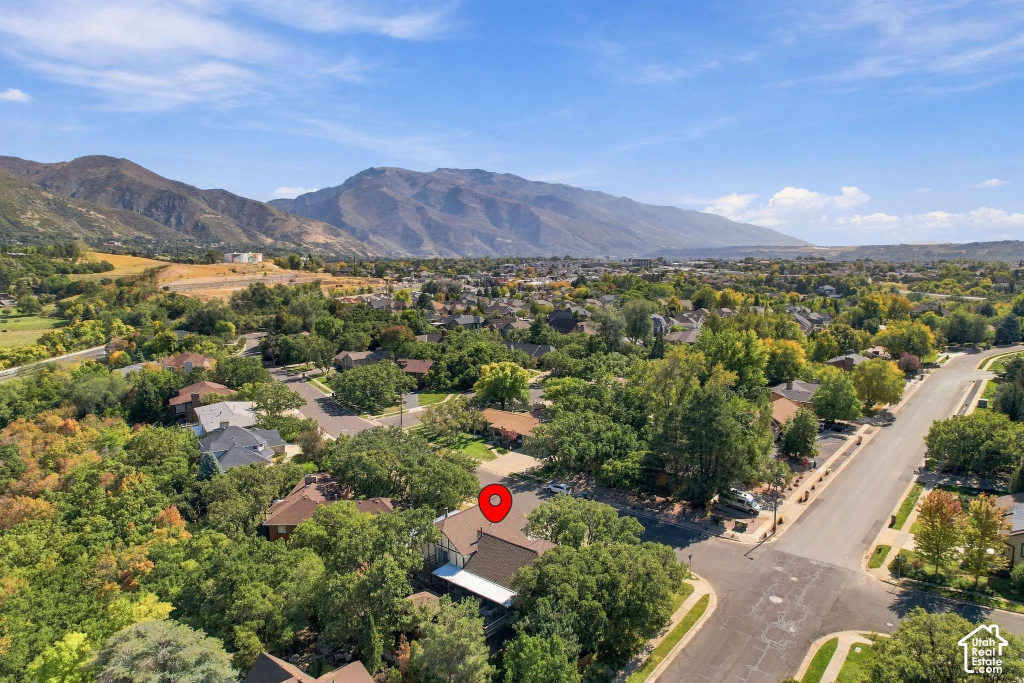Mountain backdrop with surrounding residential area