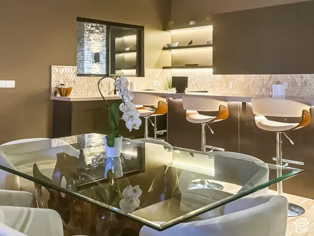 Backlit open shelving with integrated lighting