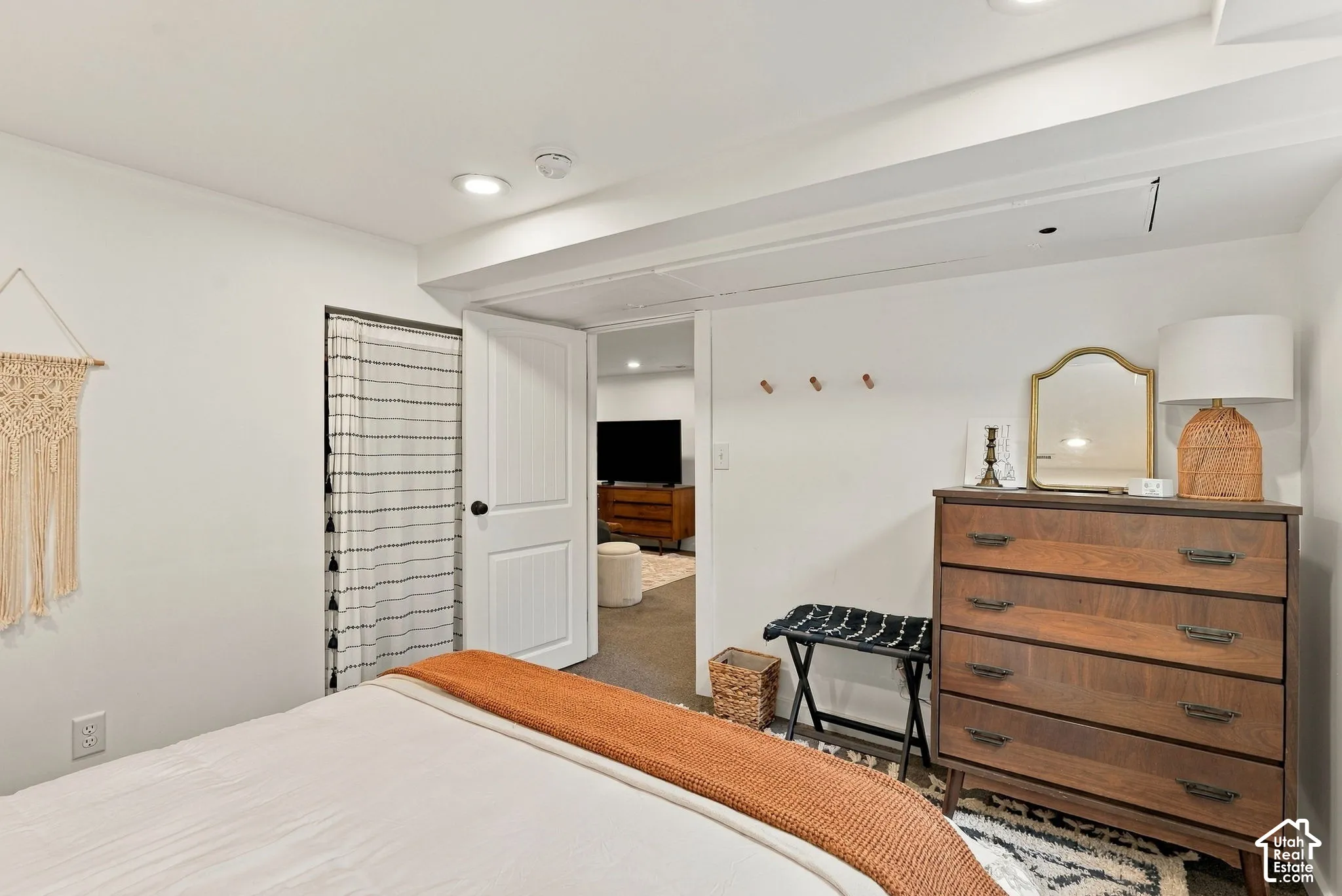 Recessed ceiling lighting illuminates the interior space