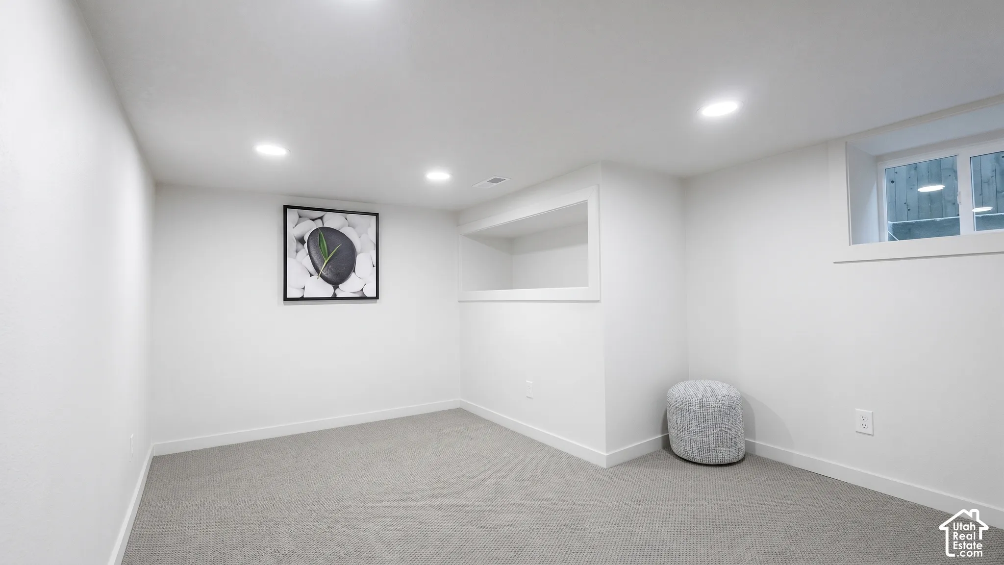 Flex room in basement is great for office, storage, or additional bedroom.