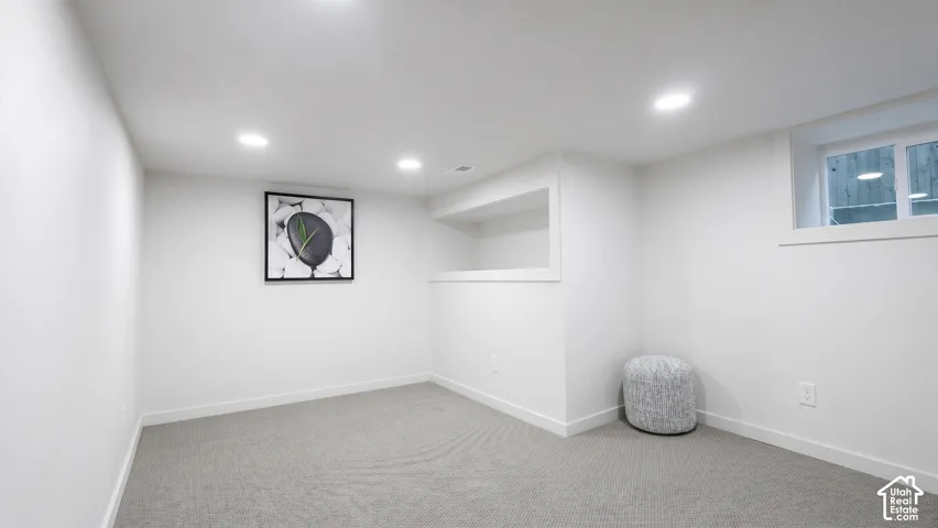 Flex room in basement is great for office, storage, or additional bedroom.
