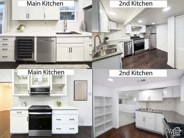 Main and secondary kitchens are fully equipped with appliances included.