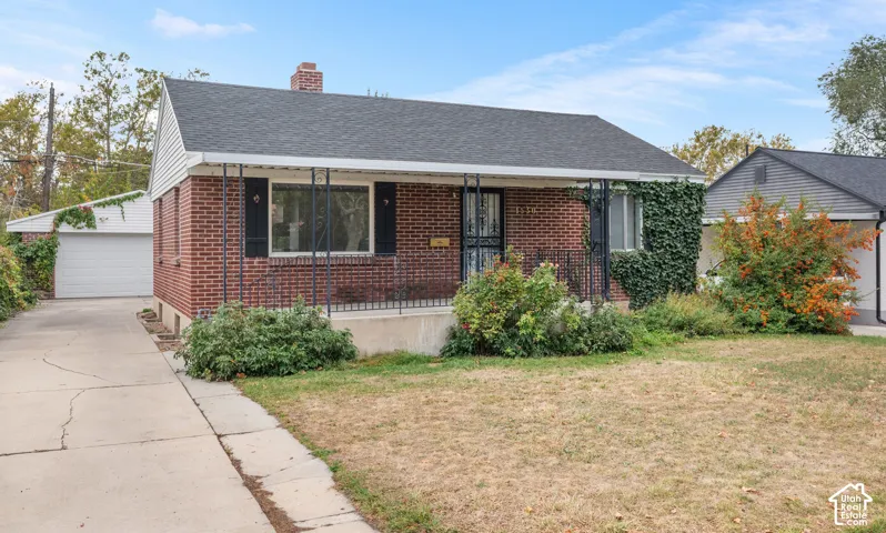 Brick exterior with a gabled roof