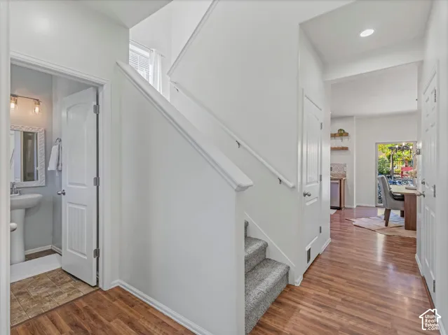 Wood-finish flooring throughout the main level