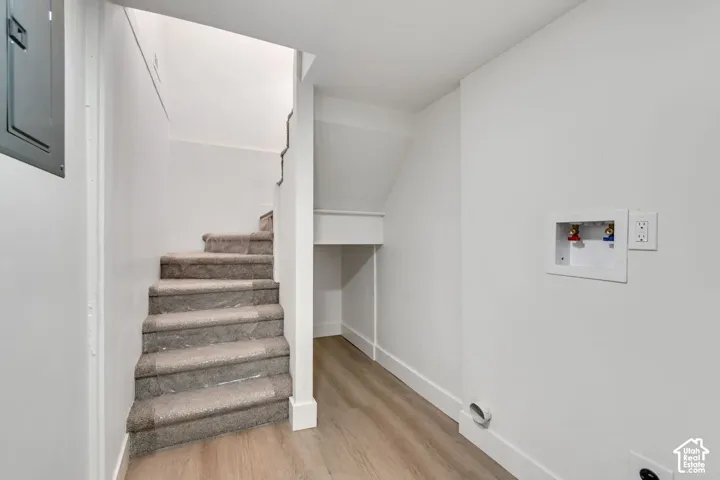 Wood-finish flooring with crisp white walls