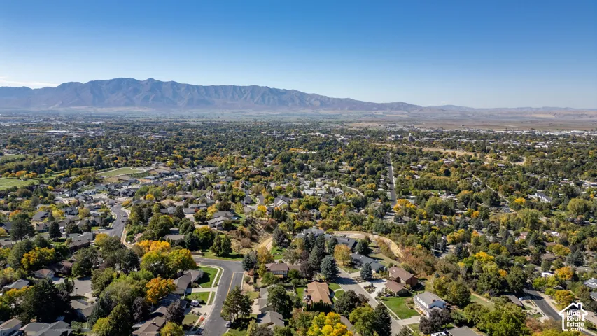 Expansive residential area with a prominent mountain range backdrop