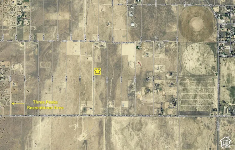 Aerial Map. Showing the geographical context of the property, including roads and surrounding land features