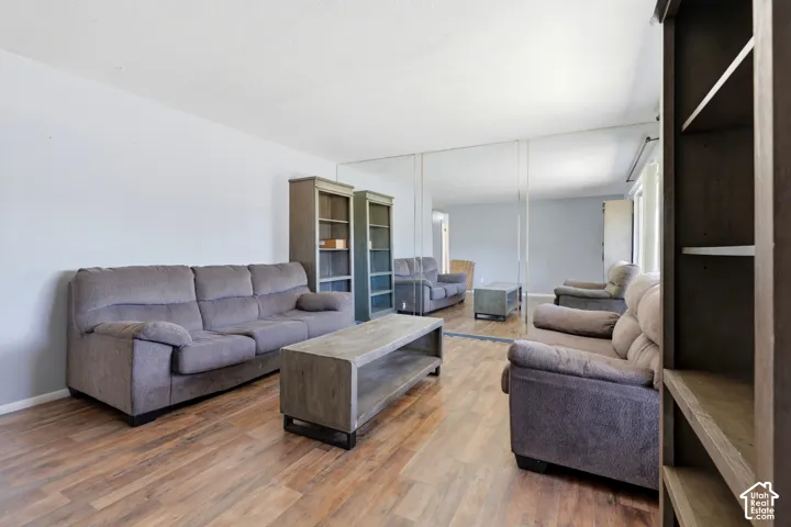 Wood-finish flooring throughout