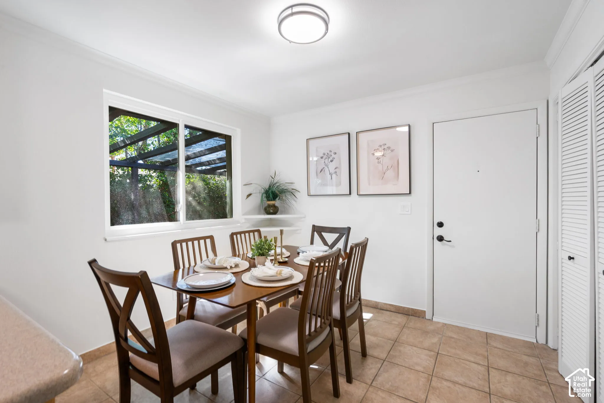 Dining area with convenient garage access.