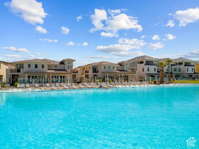 Expansive turquoise lagoon with a zero-entry edge