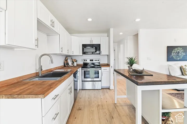 Freshly painted cabinets.
