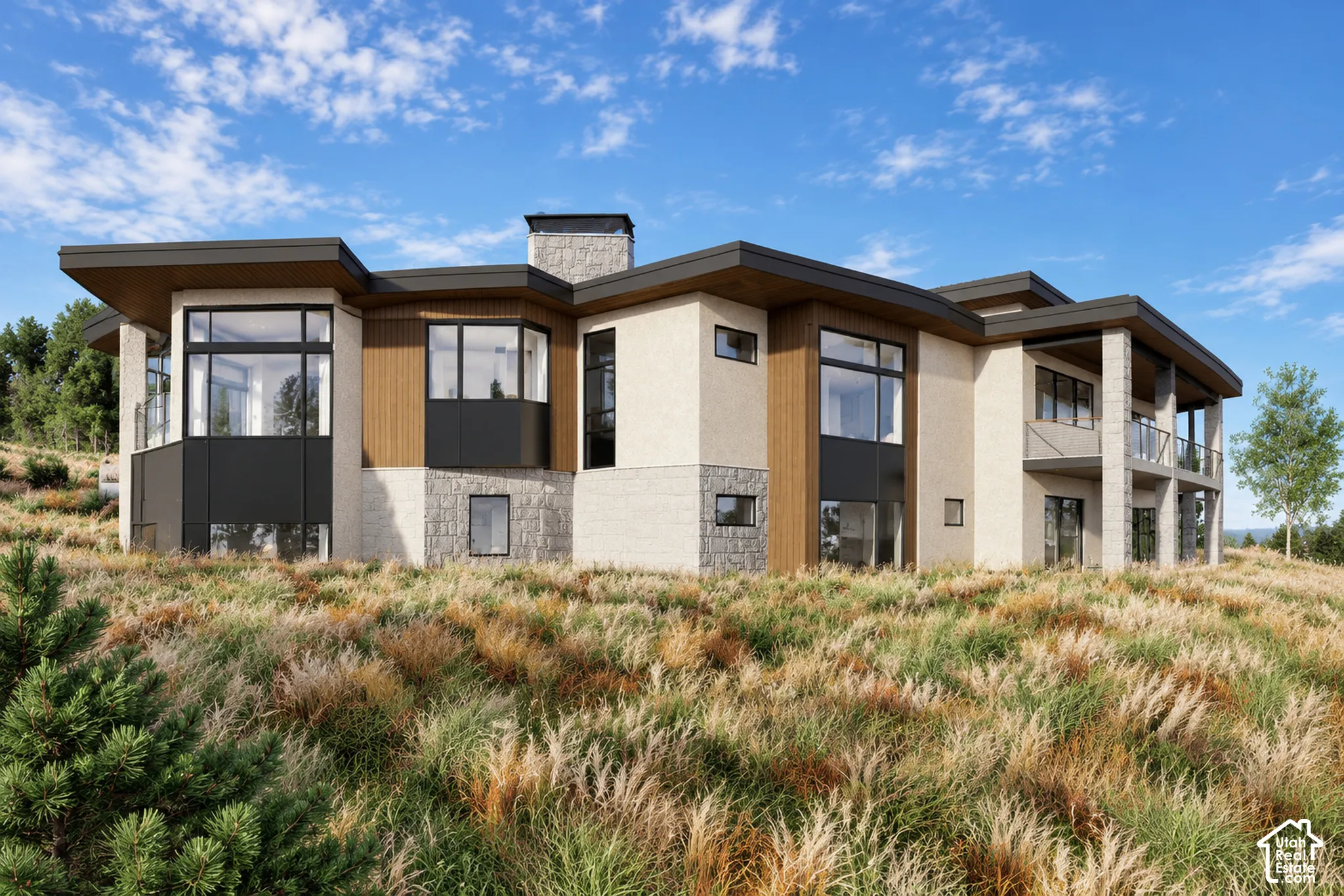 Contemporary architectural design with multiple balconies
