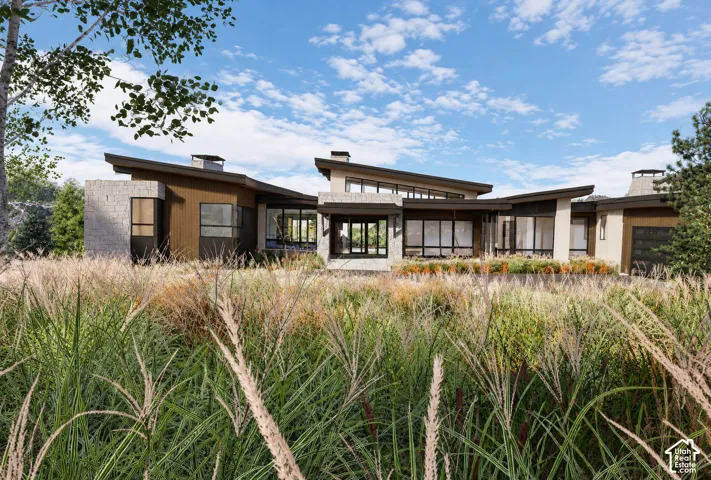 Modern architectural design with a distinctive angled roofline
