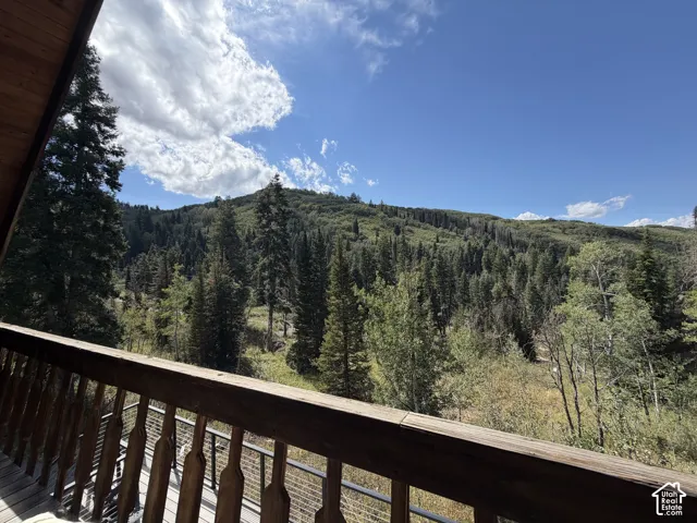 Expansive mountainous terrain with dense tree coverage