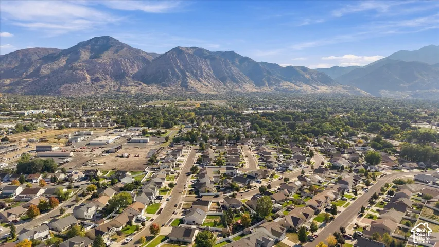 Expansive residential area with a prominent mountain backdrop