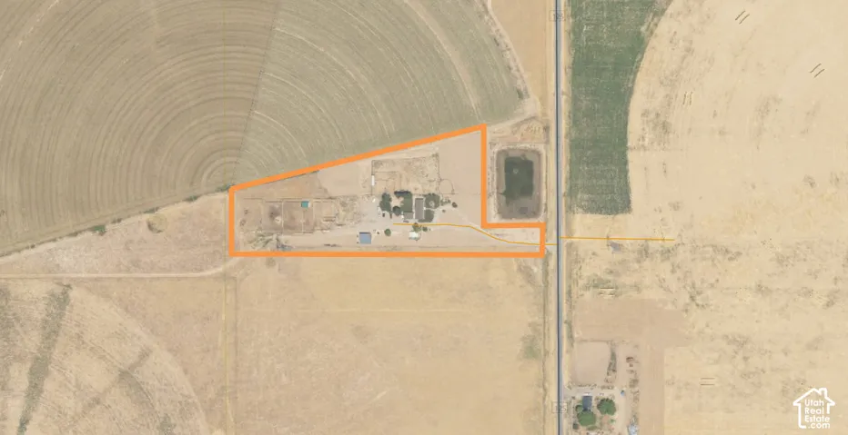 Aerial Map. Depicting the estimated  property boundary and its surrounding area