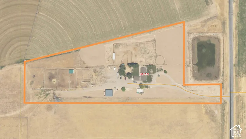 Aerial Map. Depicting the estimated  property boundary and its surrounding area